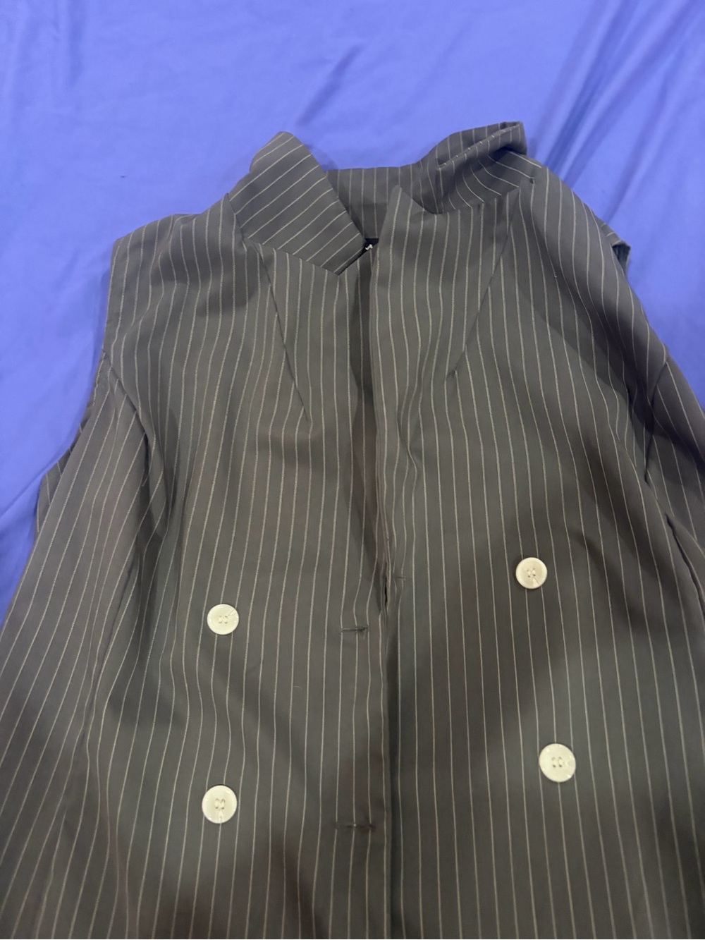 Tailored Pinstripe Double-Breasted Vest - grey - Picture 2 of 4